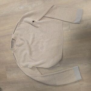 Beige Ribbed Knit Sweater